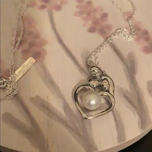 Mother-Daughter White Pearl Heart Necklace